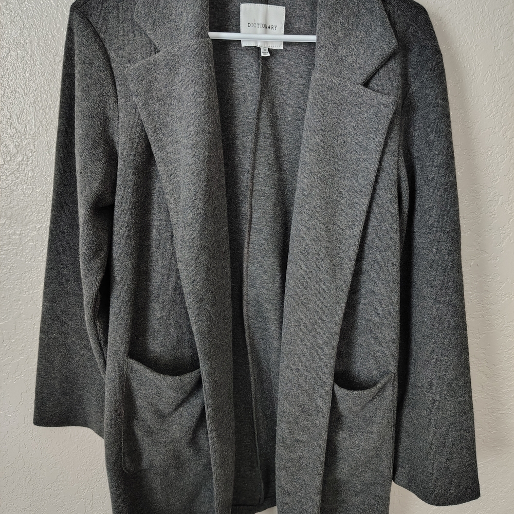 Women's Gray Open Front Cardigan by Dictionary